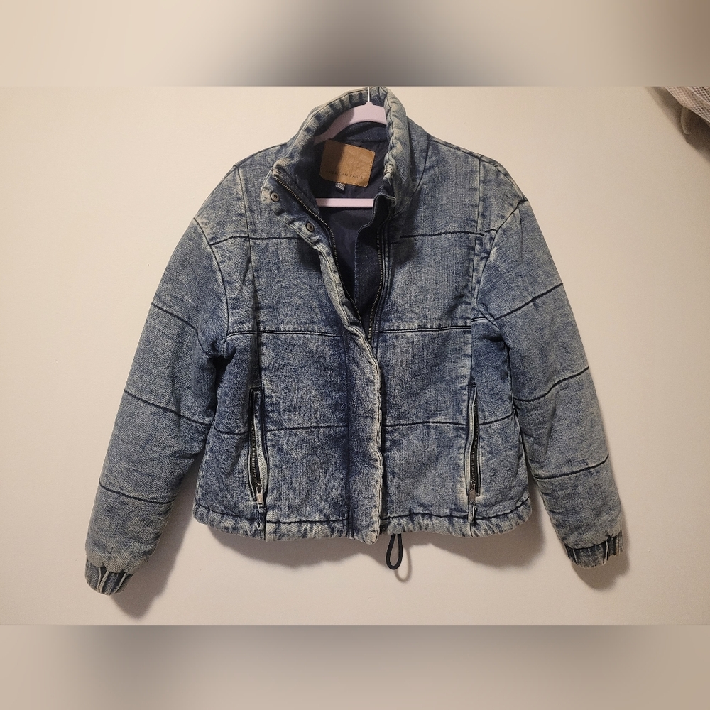 American Eagle Denim Puffer Jacket